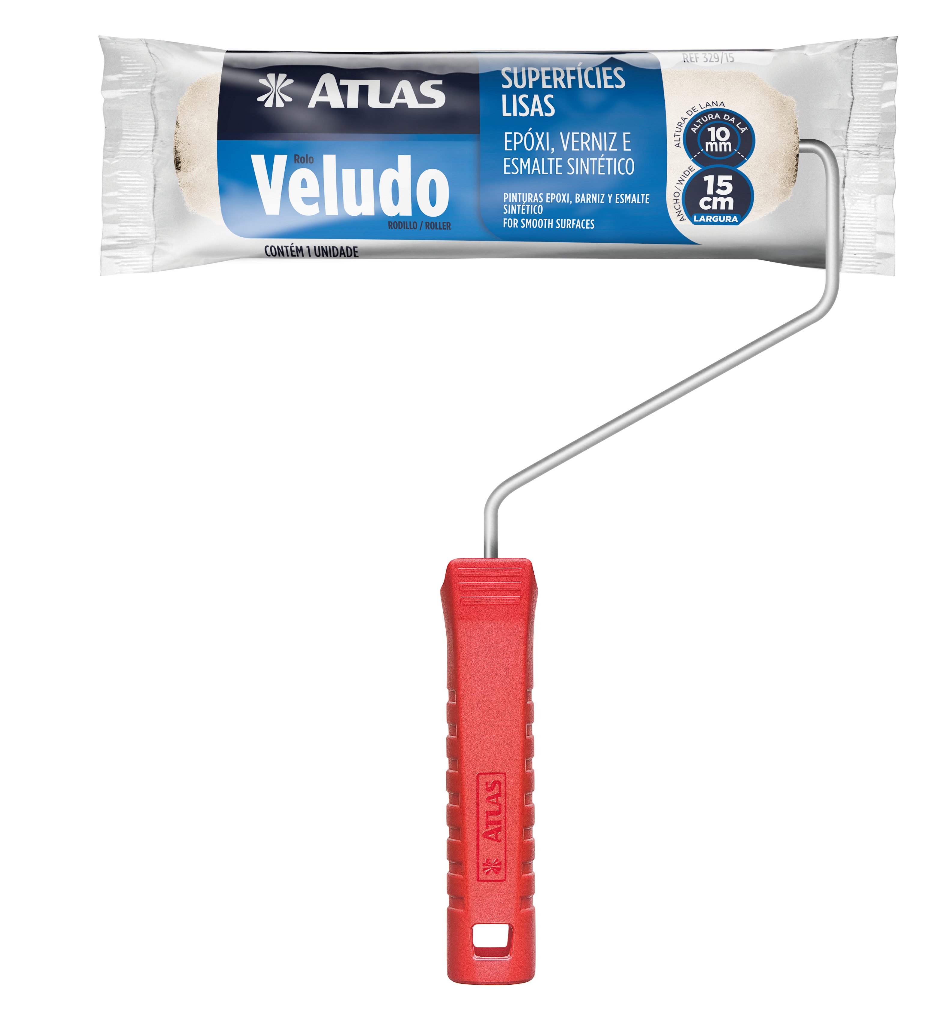 Mini rodillo Veludo de 15cm con mango
