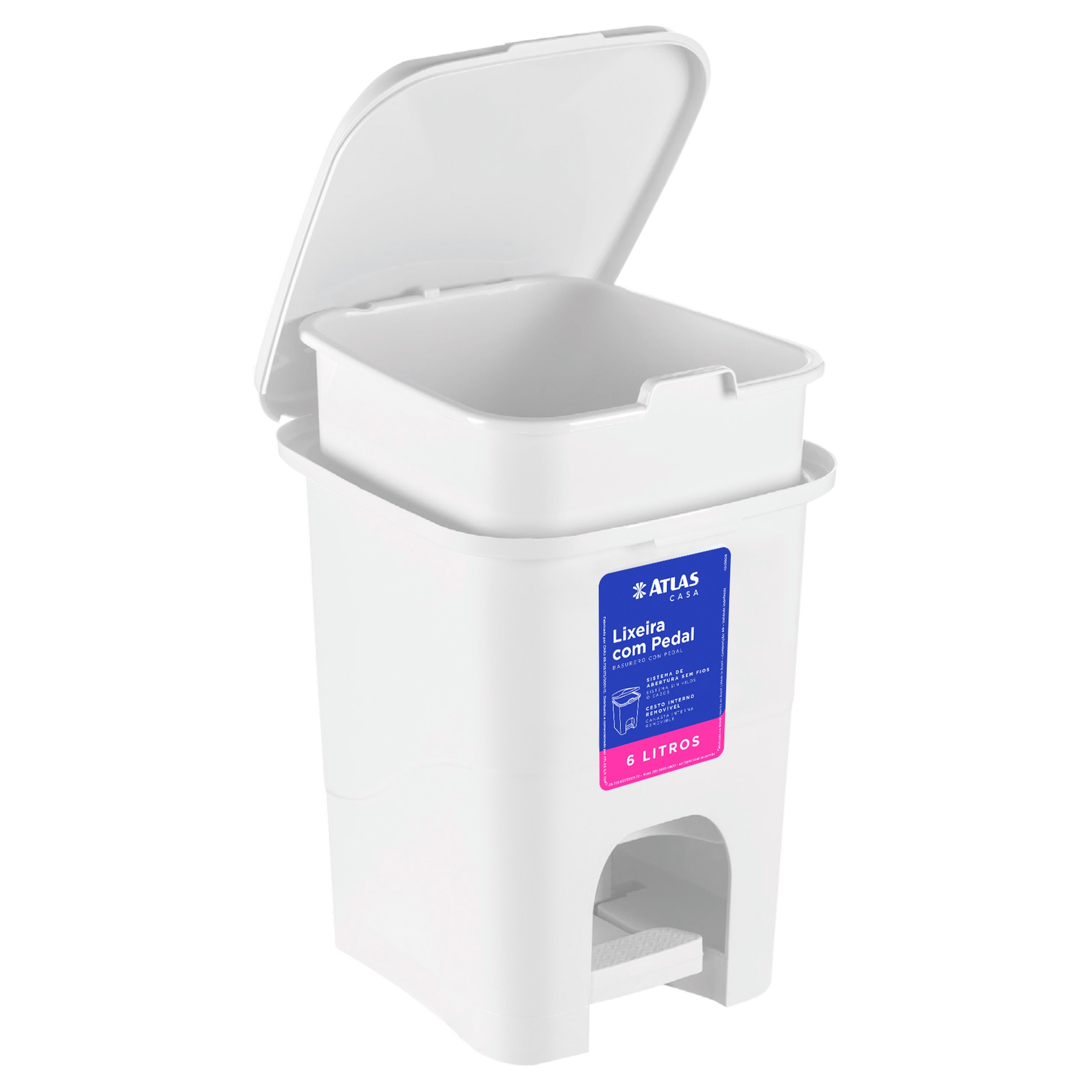 BASURERO C/ PEDAL PLASTICO - BLANCO