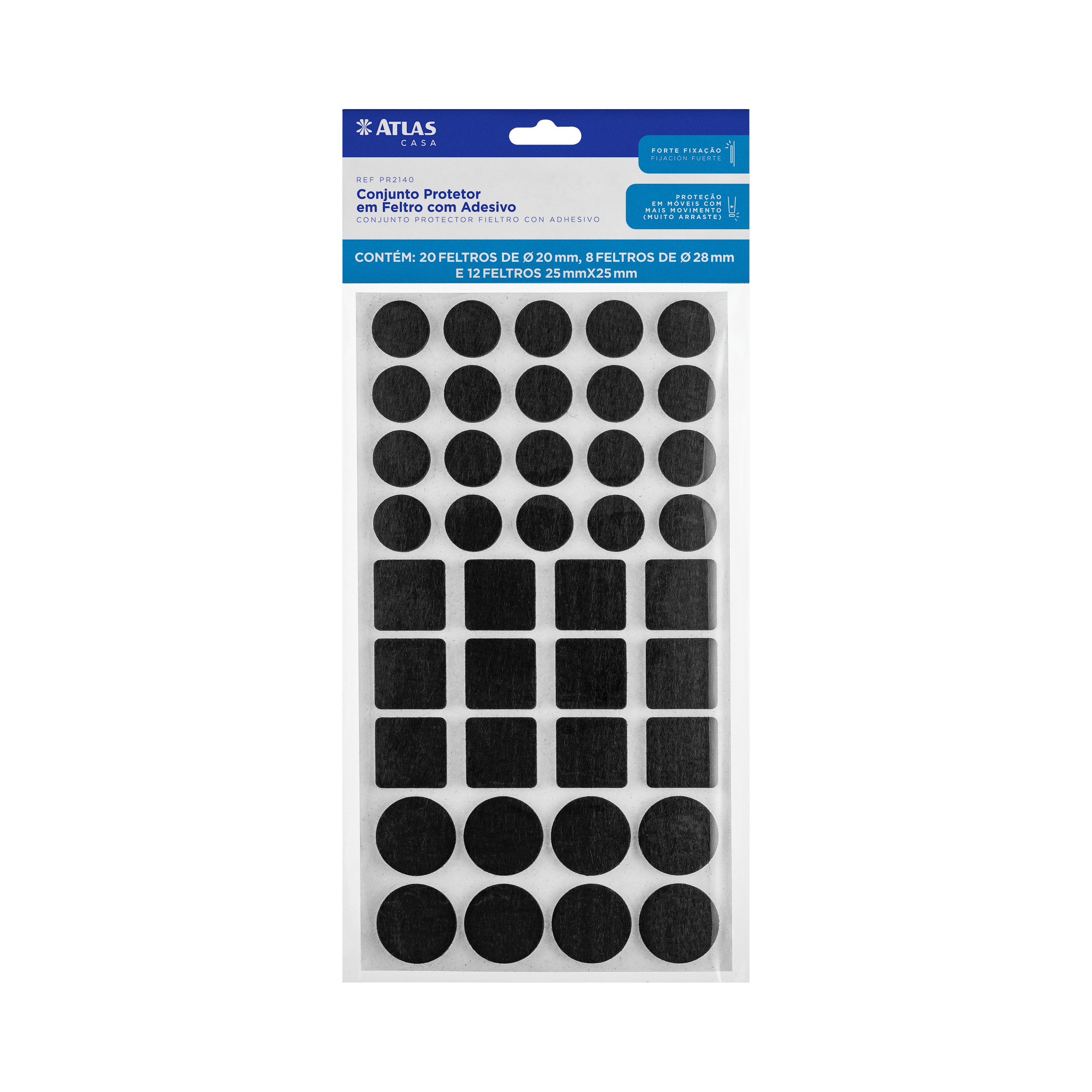 SET PROTECTOR ADHESIVO FELTRO NEGRO 40PZ