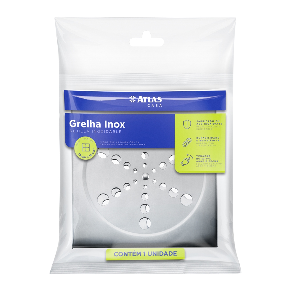 PILETA REJILLA CUAD.INOX 430 15X15 20PZS