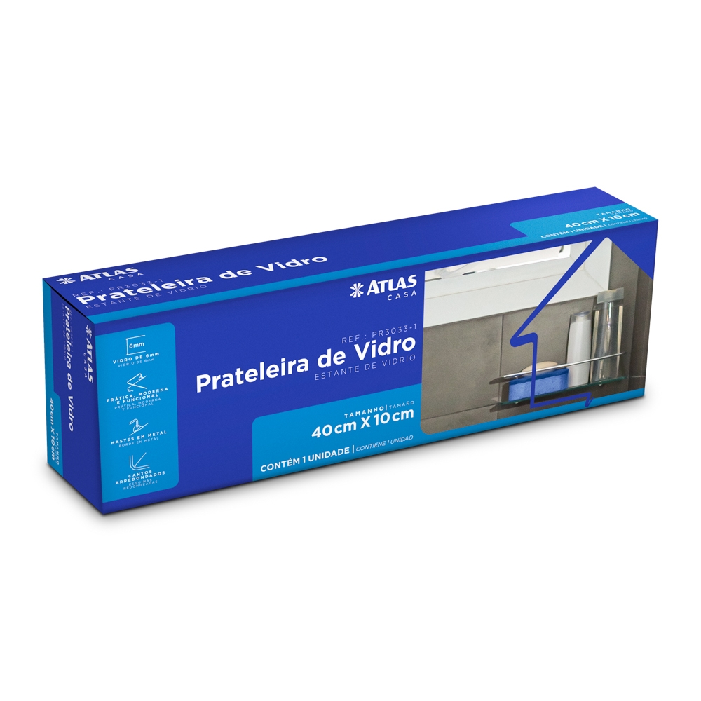 REPISA DE VIDRIO CON BASE 40X10CM S