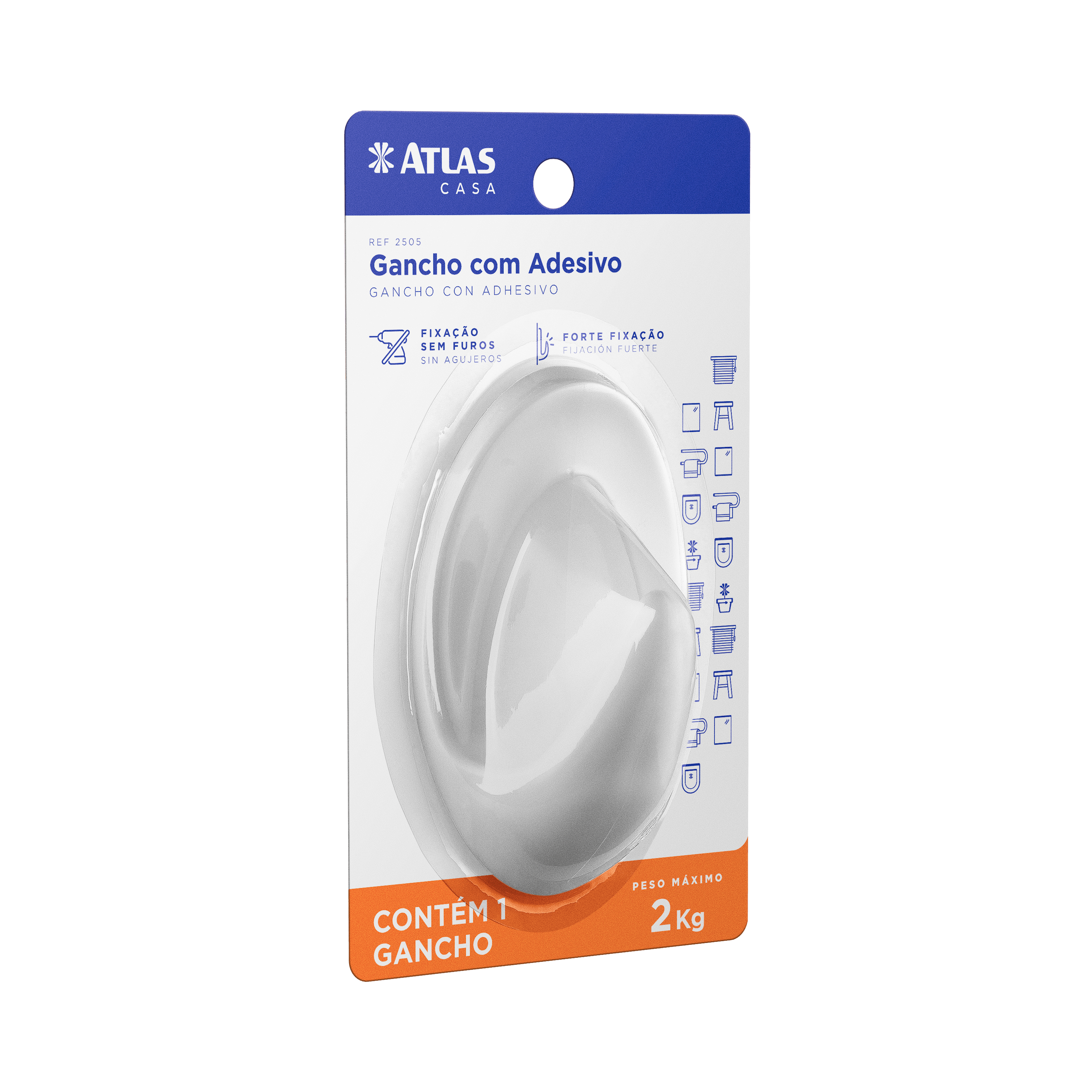 GANCHO PLASTICO ADHESIVO 2KG