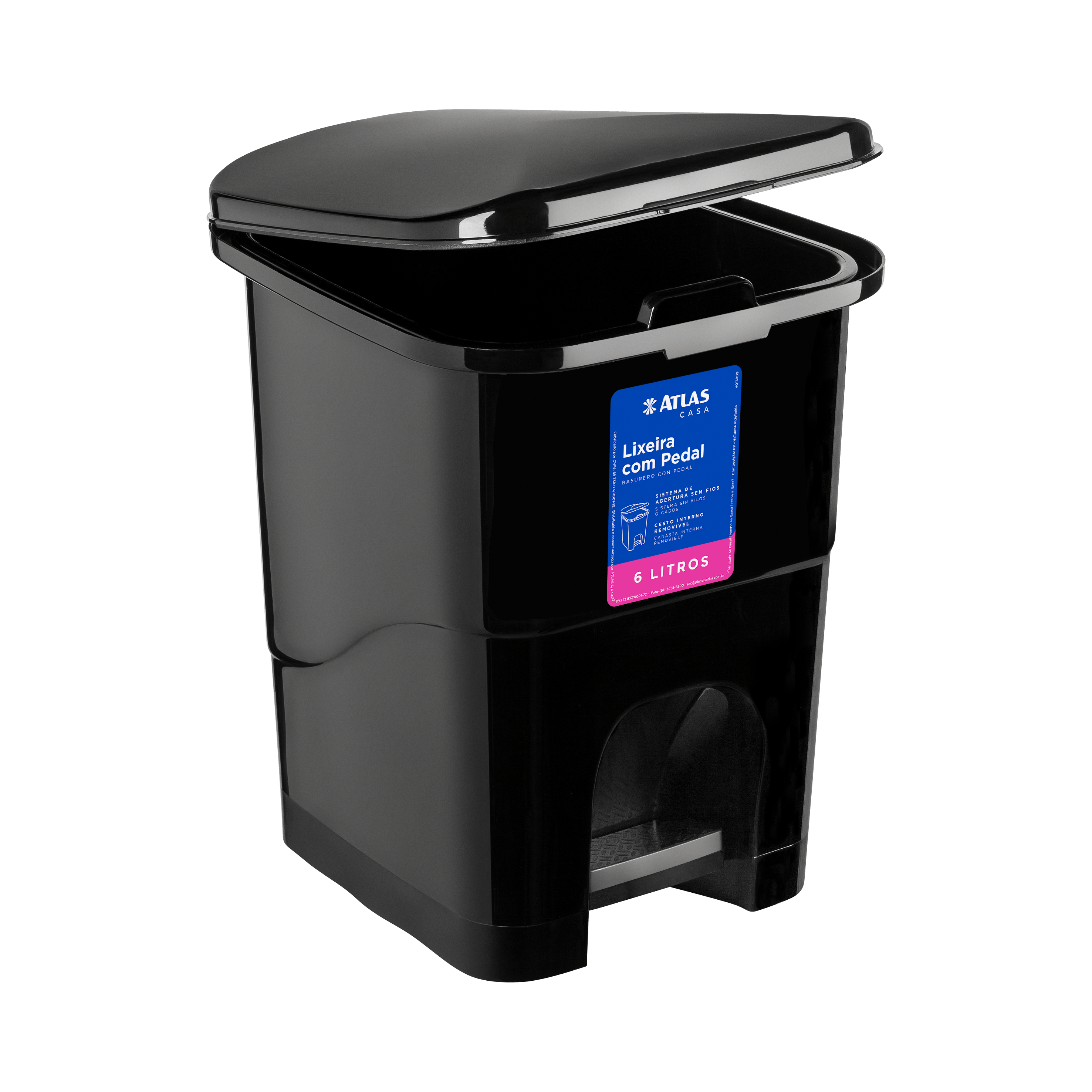 BASURERO C/ PEDAL PLASTICO - NEGRO