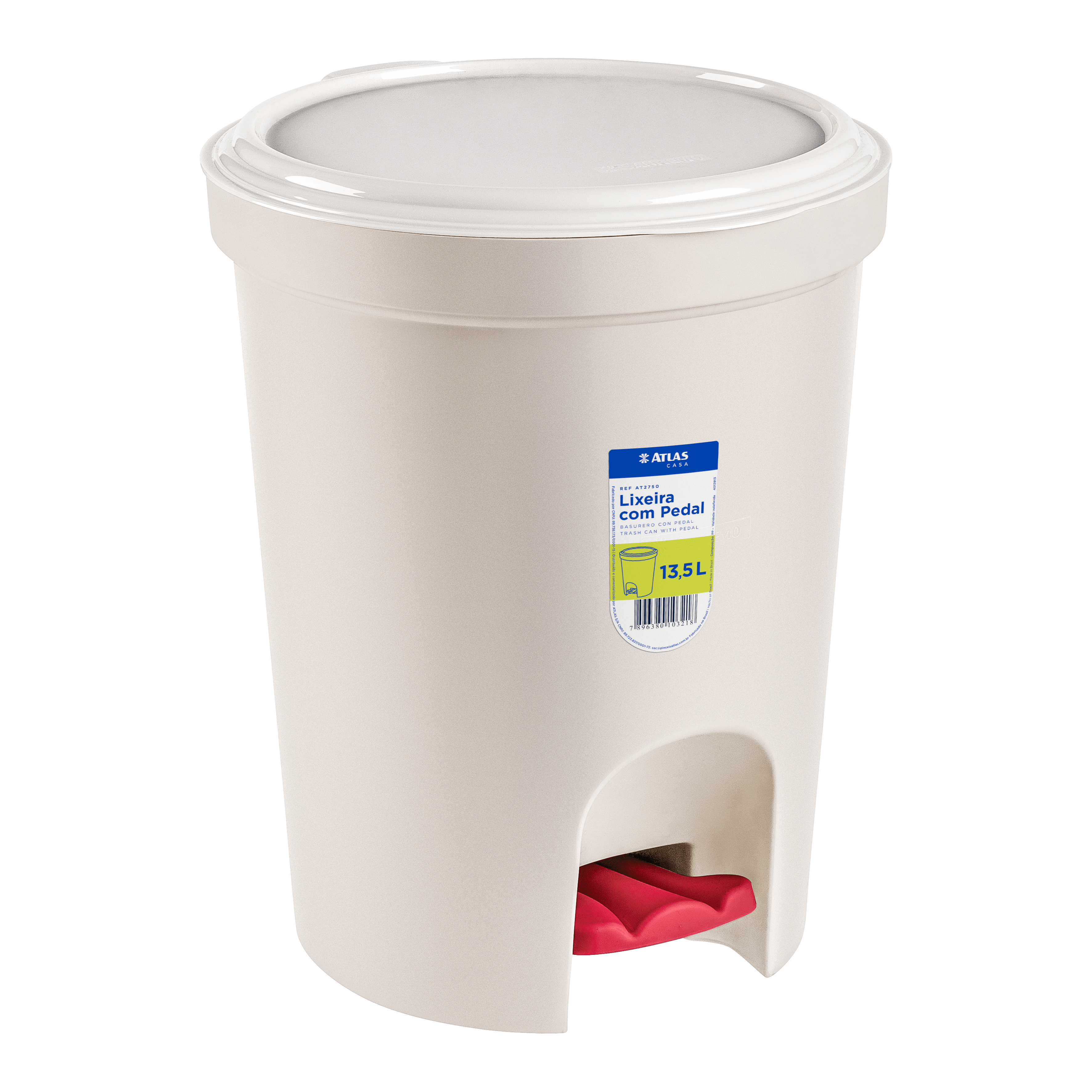 Basurero plástico redondo con pedal