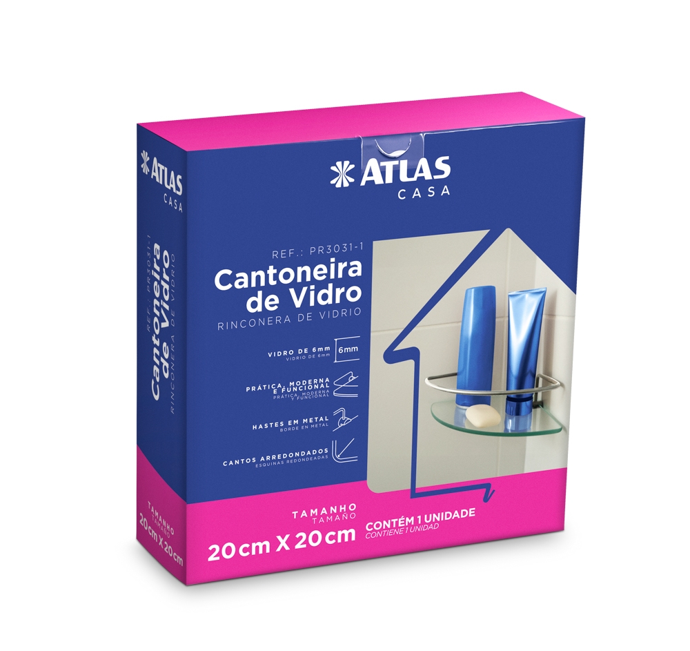 REPISA DE VIDRIO CON BASE 20X20CM S