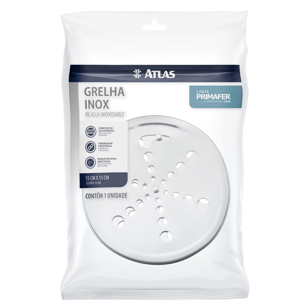 GRELHA REDONDA INOX P/ CX SIF S/CX 15CM