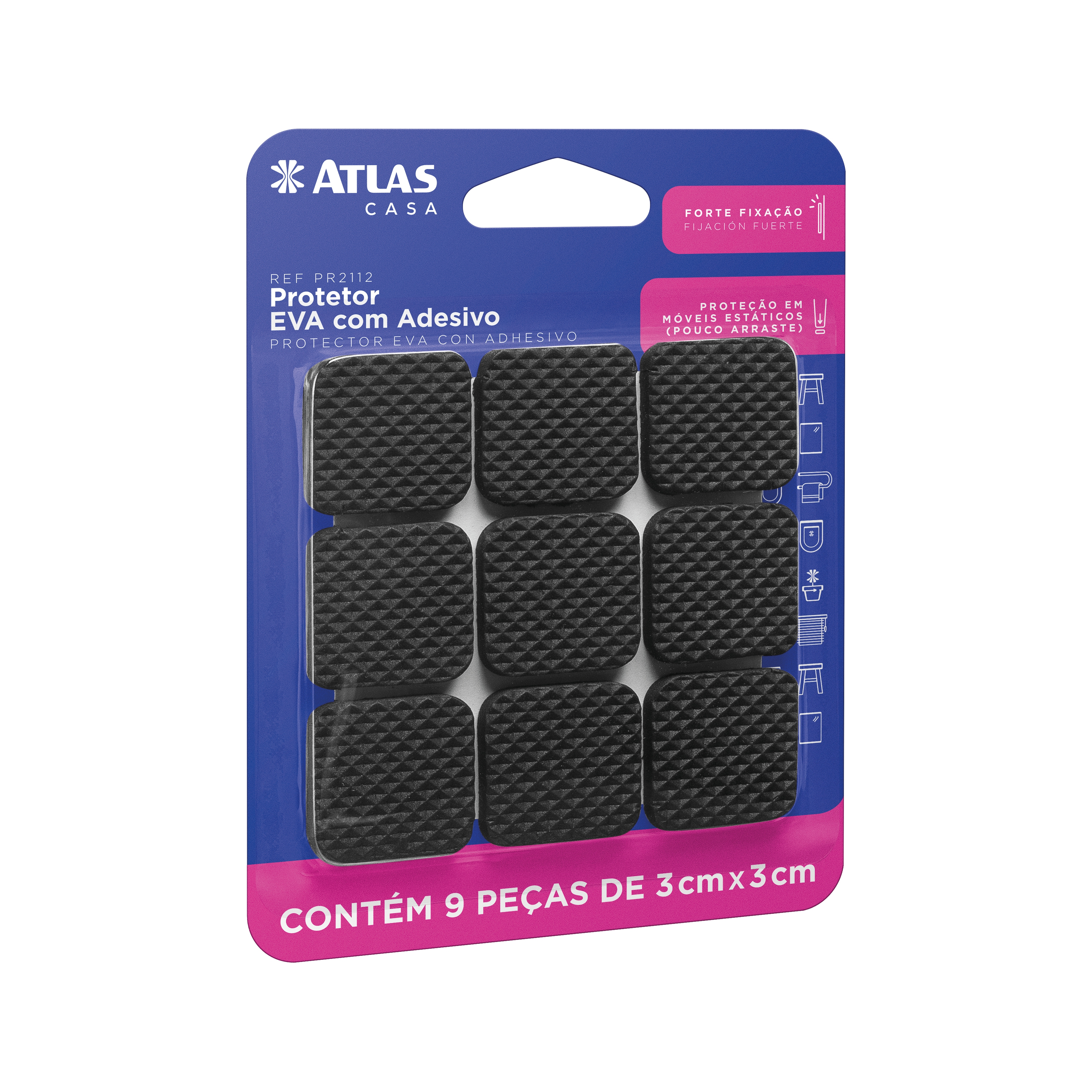 PROTETOR ADES QUADRADO 3X3CM 9PC EVA PR