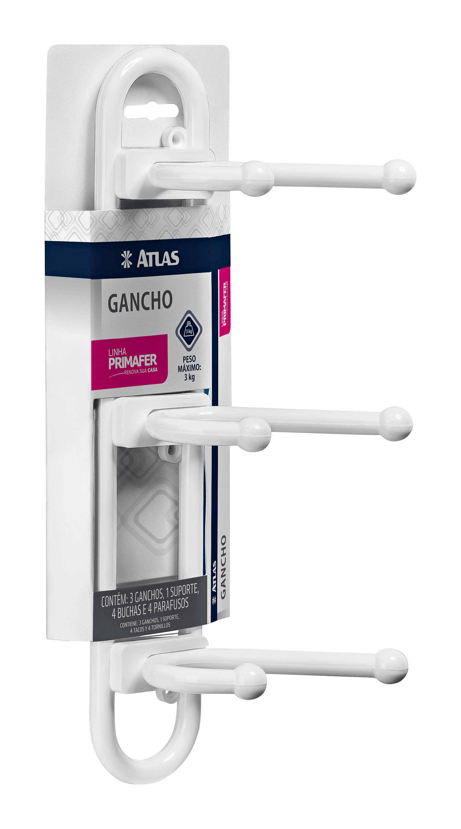 GANCHO PAREDE 3G 3,0KG PLASTICO BR