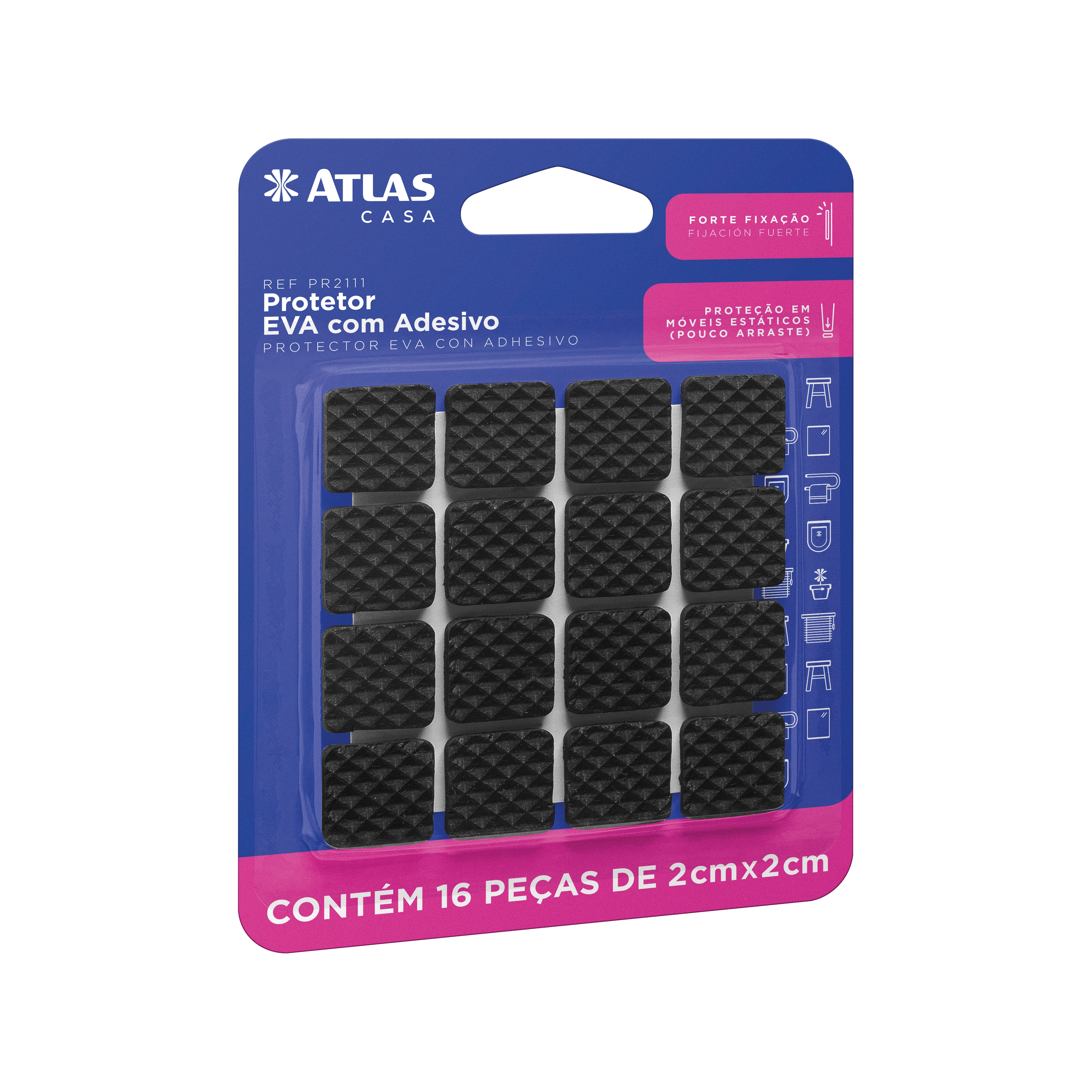 PROTETOR ADES QUADRADO 2X2CM 16PC EVA PR