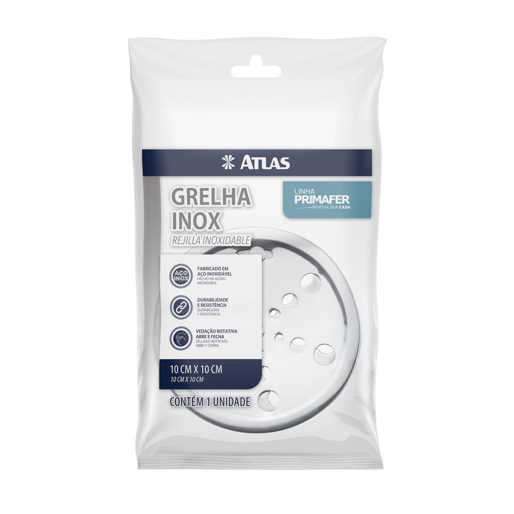 GRELHA REDONDA INOX P/ CX SIF S/CX 10CM