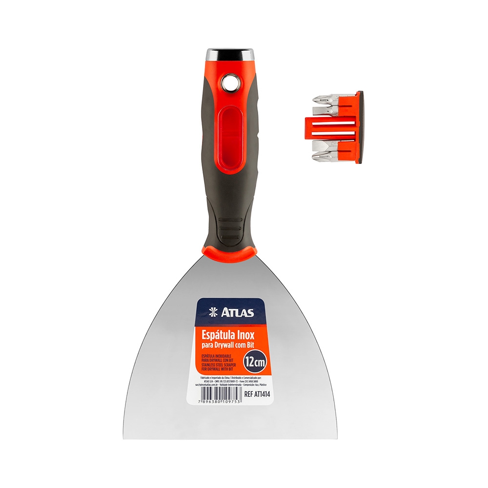 ESPÁTULA INOX 5" P/ DRYWALL COM BIT