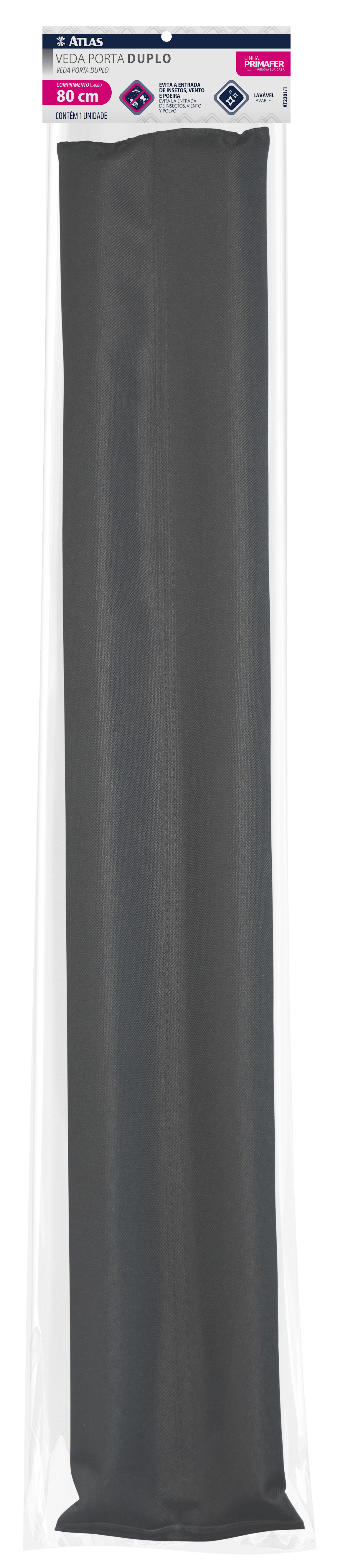 VEDA PORTA DUPLO TECIDO PRETO 80CM