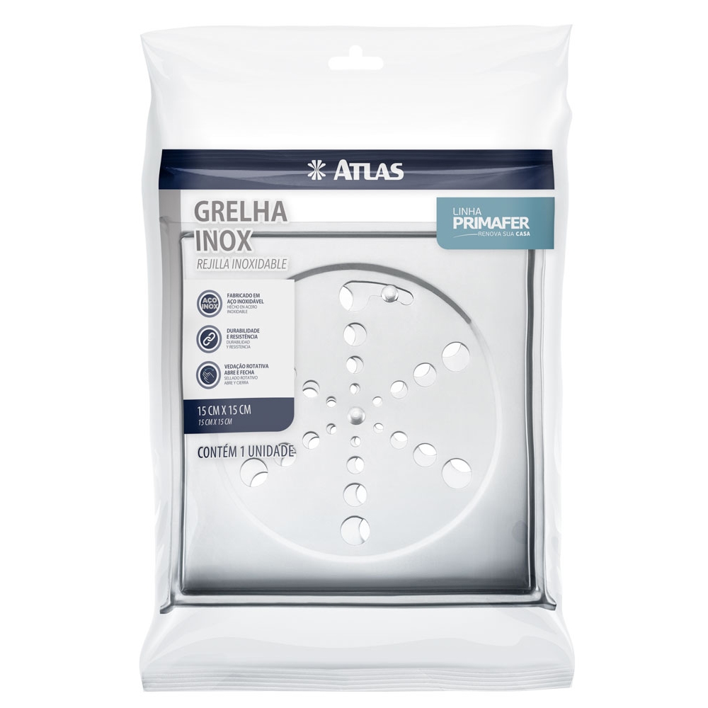 GRELHA QUADR INOX P/ CX SIF C/CX 15CM